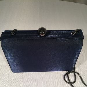 Valerie Stevens Blue Satin Clutch Evening Purse